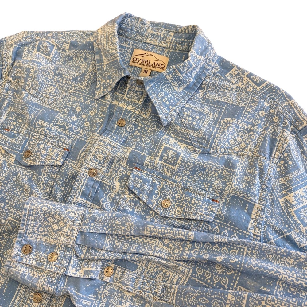 Overland‎ Bandana Print Western Shirt Mens M Buffalo Snap Handkerchief